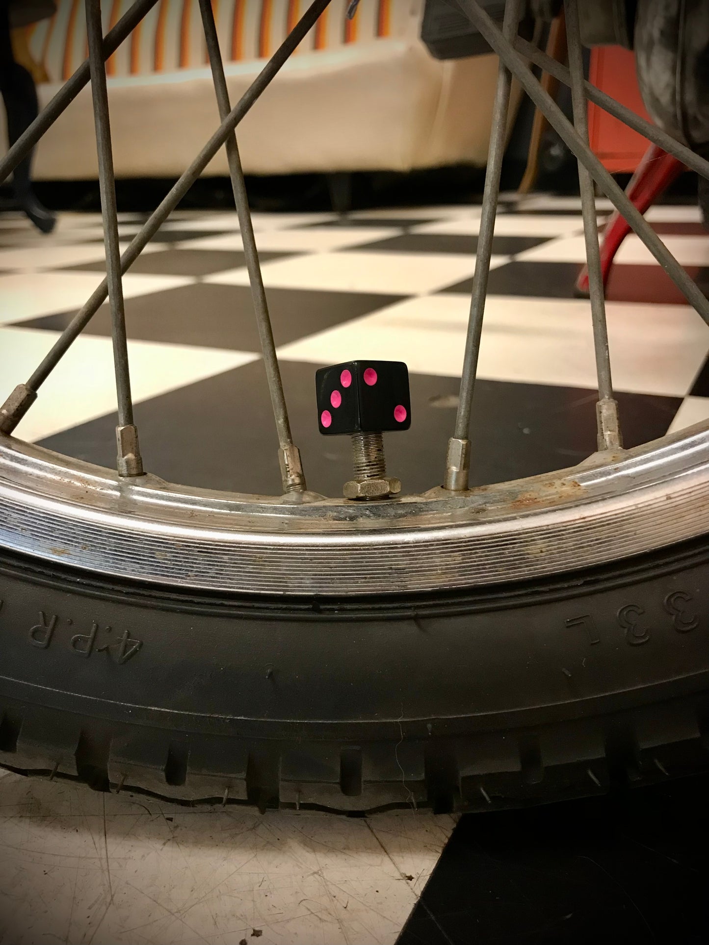 Neon Black Dice Valve Stem Caps