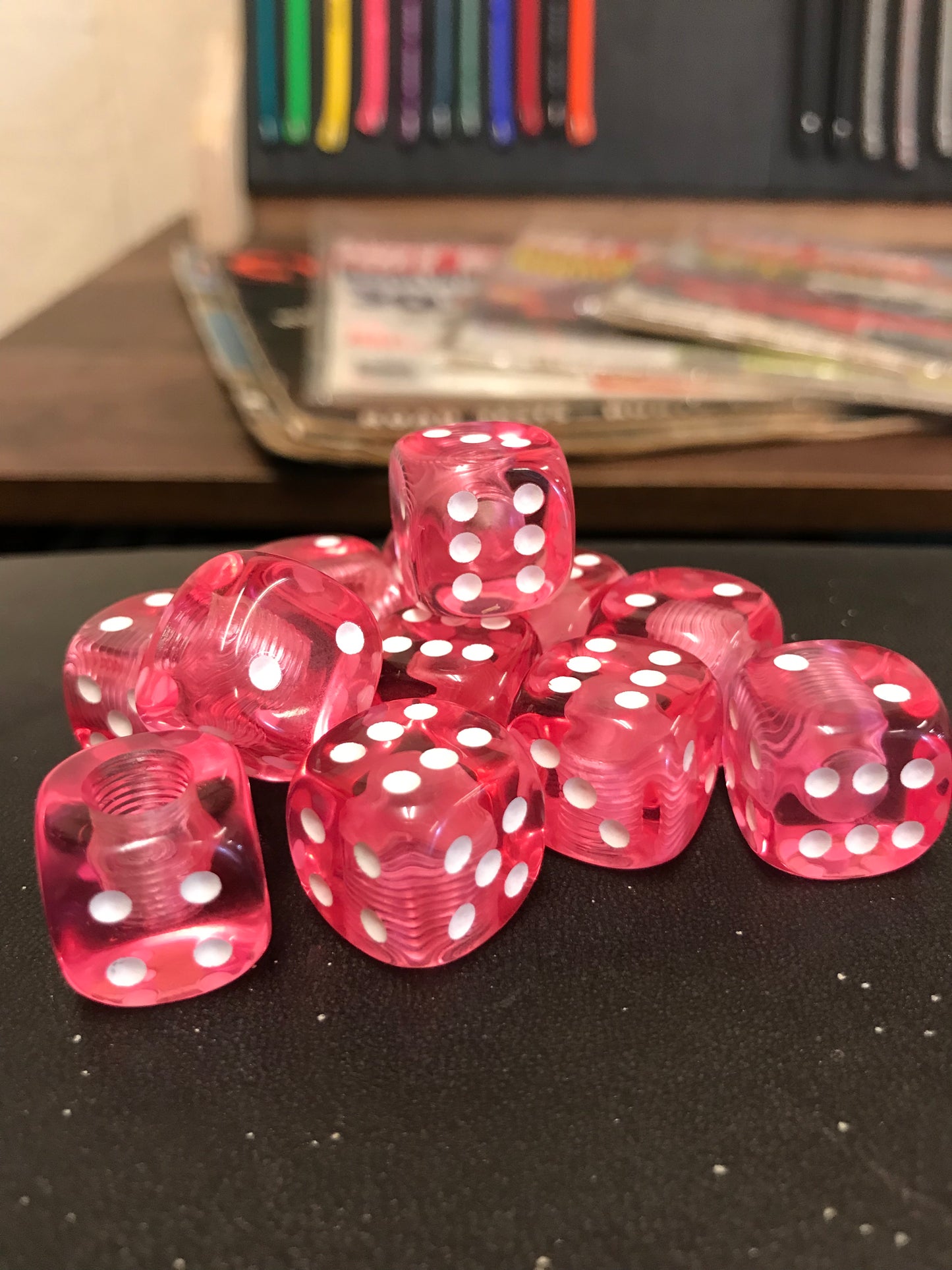 Translucent Pink Dice Valve Stem Caps