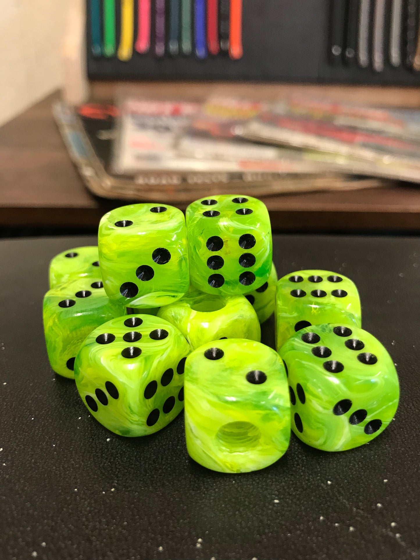 Atomic Green Dice Valve Stem Caps