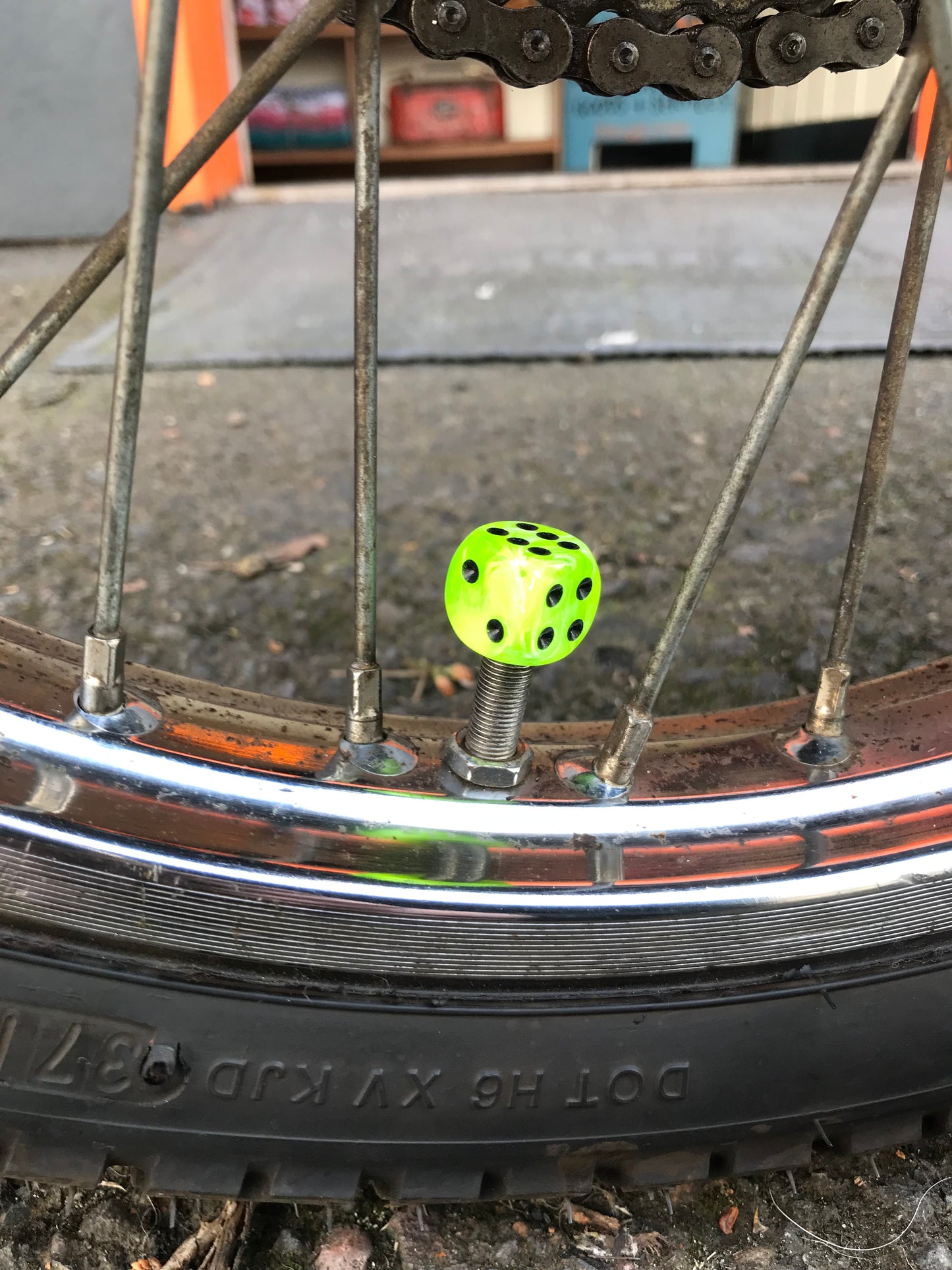 Atomic Green Dice Valve Stem Caps