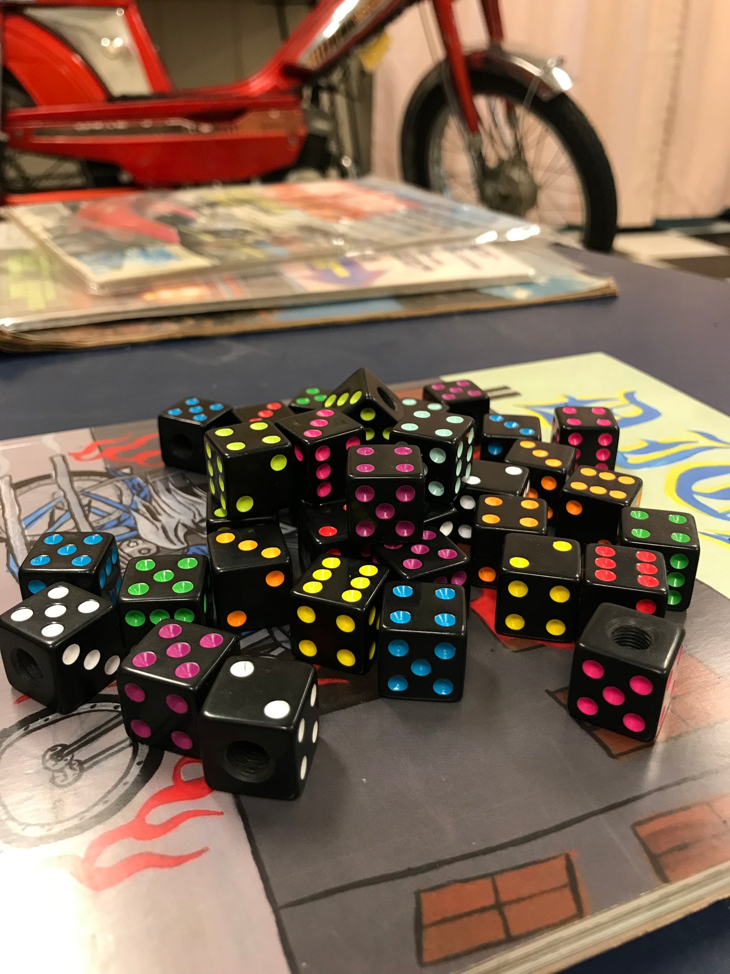 Neon Black Dice Valve Stem Caps
