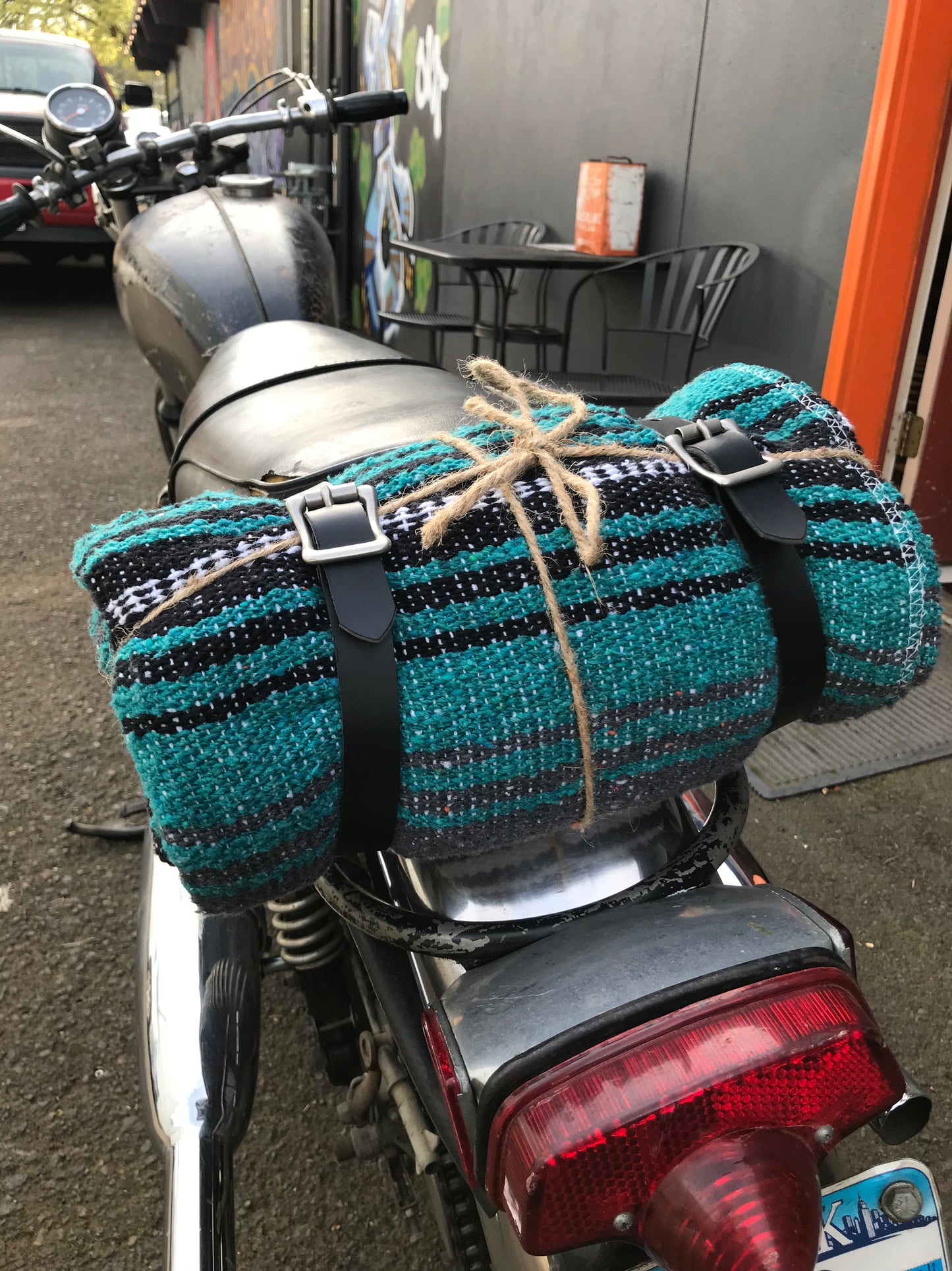 Blanket Roll - Black Leather