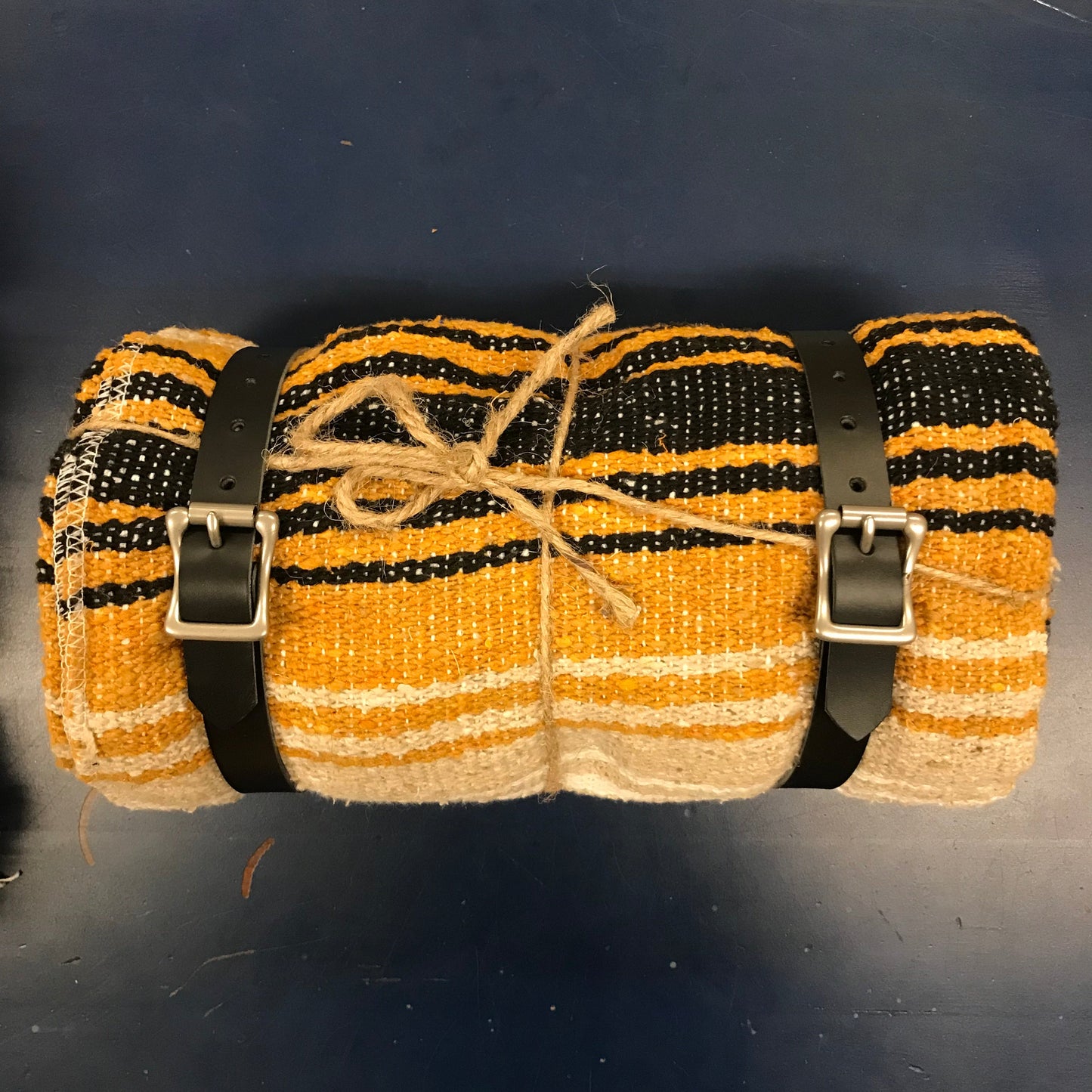 Blanket Roll - Black Leather