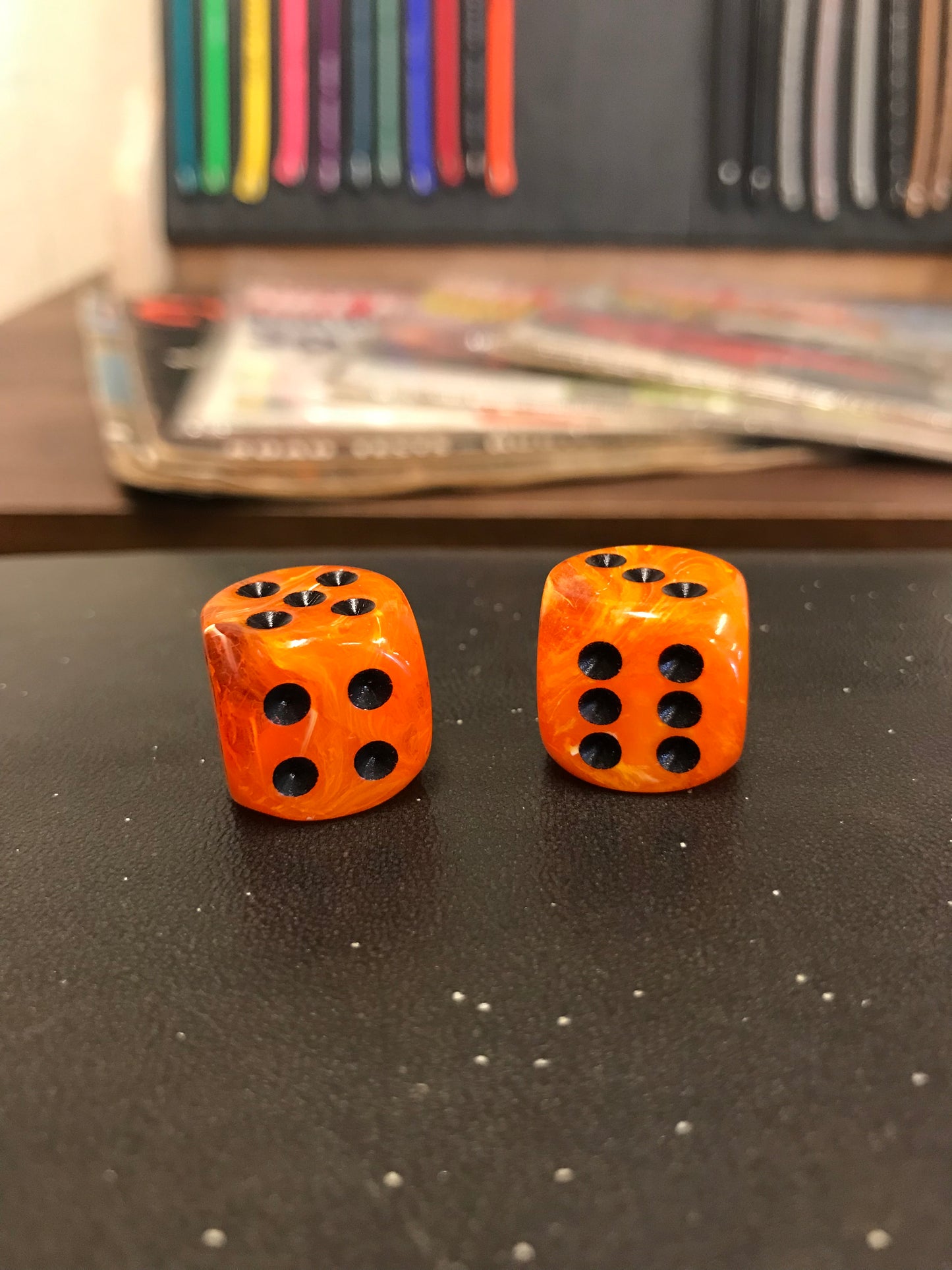 Atomic Orange Dice Valve Stem Caps