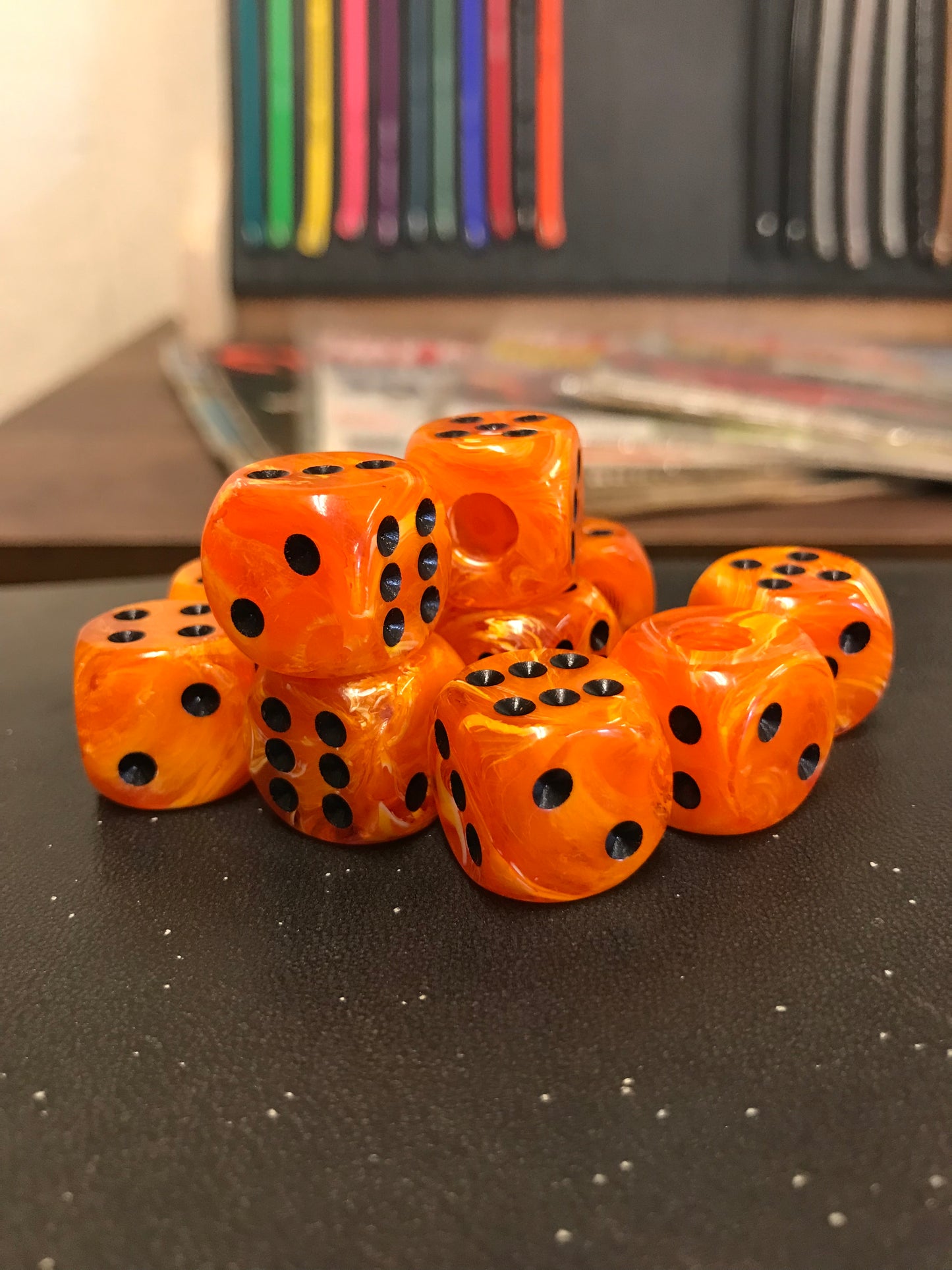 Atomic Orange Dice Valve Stem Caps