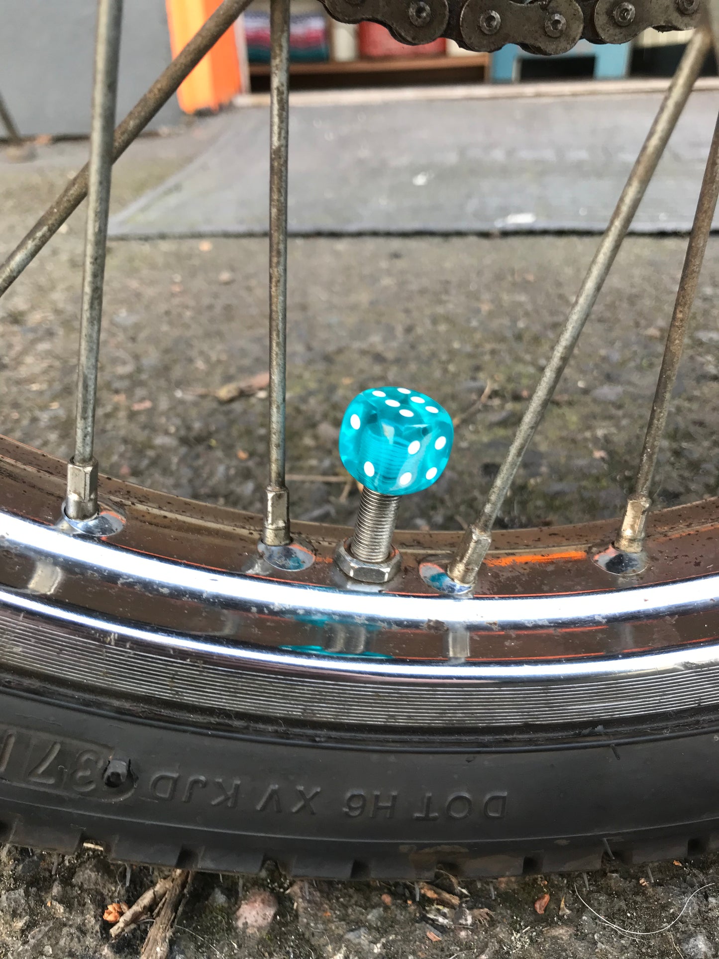 Translucent Teal Dice Valve Stem Caps